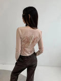 Women Reversible Mesh Sleeve T-Shirt