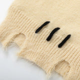 Y2K Funny Cat Graphic Oversized Ripped Sweater