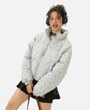 Floral Stand-Up Collar Thickened Puffer Jacket