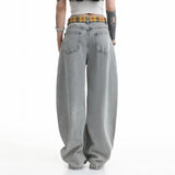 Insulated Korean Style Curved Knife Wide Leg Jeans