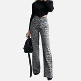 Leopard High Waist Straight Jeans