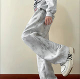 Patchwork Korean Style Wide Leg Casual Sweatpants
