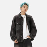 Damaged Neckline Loose Denim Jacket