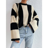 Women Casual Comfort Striped Knit Loose Sweater