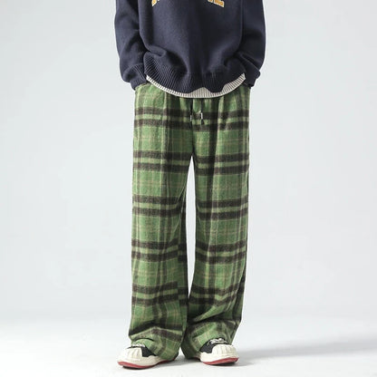 Autumn Fashionable Plaid Wide Leg Sweatpants