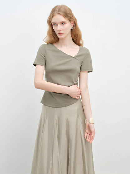 Unique Irregular V-Neck T-Shirt