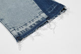 Blue Star Letter Embroidery Straight Denim Pants