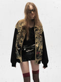 Streetwear Flexible Graffiti Patchwork Denim Jacket