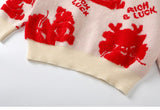 Knitted Cute Dragon Print Sweater