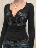 Y2K Rockstar Revival Henley T-Shirt
