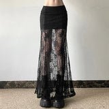 Dark Lace Patchwork Long Gothic Skirt