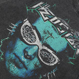 Faded Black Funny Green Face T-Shirt