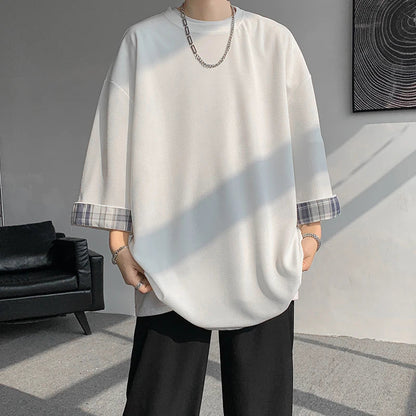 Cool Oversized Plaid Korean Style T-Shirt