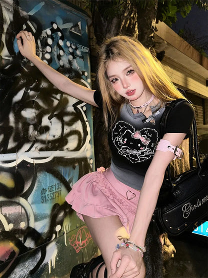 Y2K Kitty Underground Skirt & Top