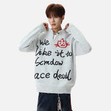 Jacquard Contrast Color V-Neck Knitting Sweater