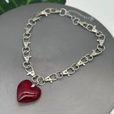Grunge Heart Key Buckle Chain Necklace
