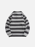 Contrasting Patchwork Striped Polo Long Sleeve T-Shirt