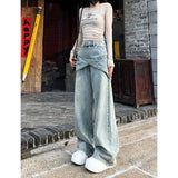 Y2K Cool Vintage Patchwork Blue Baggy Jeans
