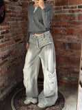 Y2K Retro Gradient Cargo Denim Jeans