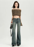 Stylish Flare Mid-Waist Stretch Jeans