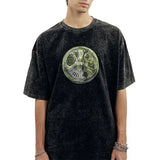 Retro Patterned Short-Sleeved Cotton T-Shirt