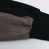 Streetwear Grunge Patchwork Suede Hoodie