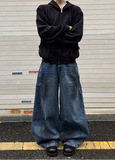 Men's Vintage Hip Hop High Waist Wide Leg Jeans