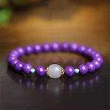 Purple Beaded Jade Buddha Bracelet
