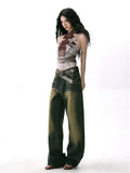 Sexy Graphic Print Sleeveless Crop T-Shirt