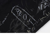 Gothic Graffiti Print Denim Pants