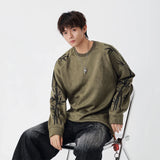 Bamboo Pattern Crew Neck Sweatshirt