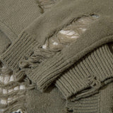 Y2K Ripped V-neck Knitted Cardigan