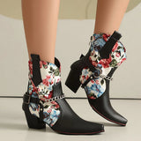 Gothic Rose Skull Cowboy Boot