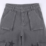 Y2K Gray Star Grunge Baggy Denim Pants