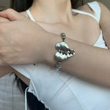 Adjustable Punk Silver Heart Bracelet