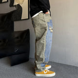 Distressed Stretch Comfort Straight Spliced Casual Jeans