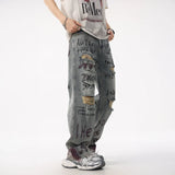 Sporty Edge Graffiti Loose Straight Retro Jeans