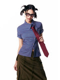 Casual Plaid Irregular Short Sleeve Shirt