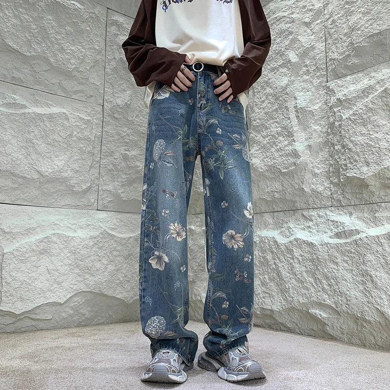 Oversized Flower Wide Leg Jeans