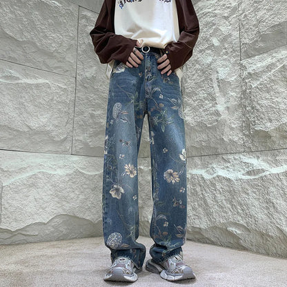 Oversized Flower Wide Leg Jeans