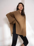 Cozy French Retro Zipper High Neck Sweater