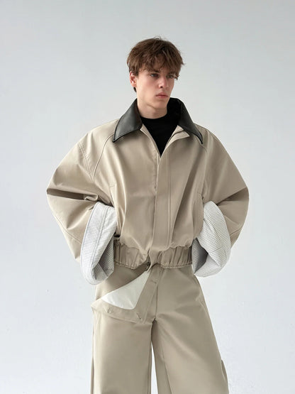 Flattering Chic Pocket Splicing Collar Jacket