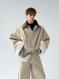 Flattering Chic Pocket Splicing Collar Jacket