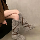 Gothic Y2K Plush Furry Winter Boot