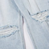 Washed Ripped Straight Denim Jeans