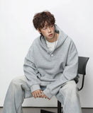Streetwear Hip Hop Heavyweight Half Breasted Hoodie
