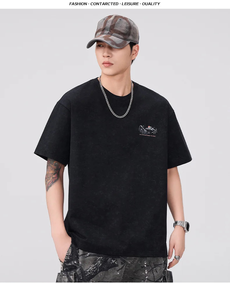 Breathable Black Round Neck Casual T-Shirt