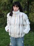 Colorful Striped Fluffy Hip Hop Puffer Jacket