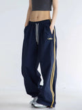 Women Casual Vintage Striped High Waist Sweatpants