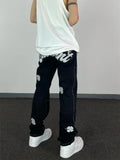 Letter Embroidery Friend Retro Pants